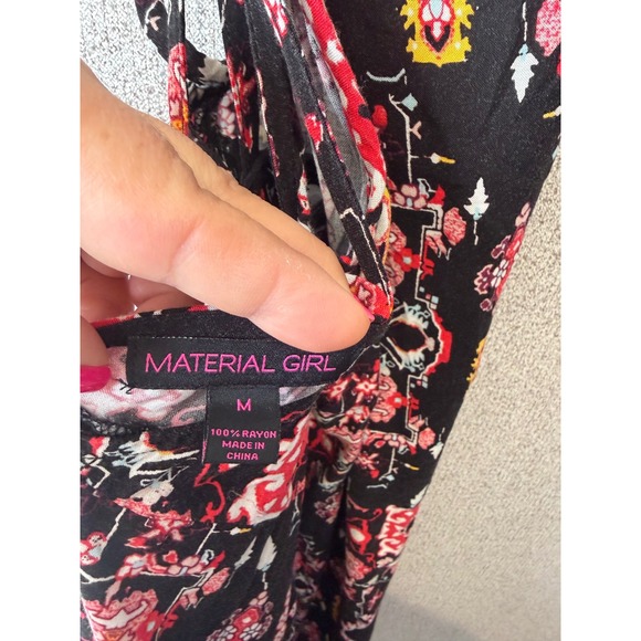 Material Girl Maxi Dress Black Boho Tribal Print Spaghetti Strap CrissCross Back - Picture 7 of 9